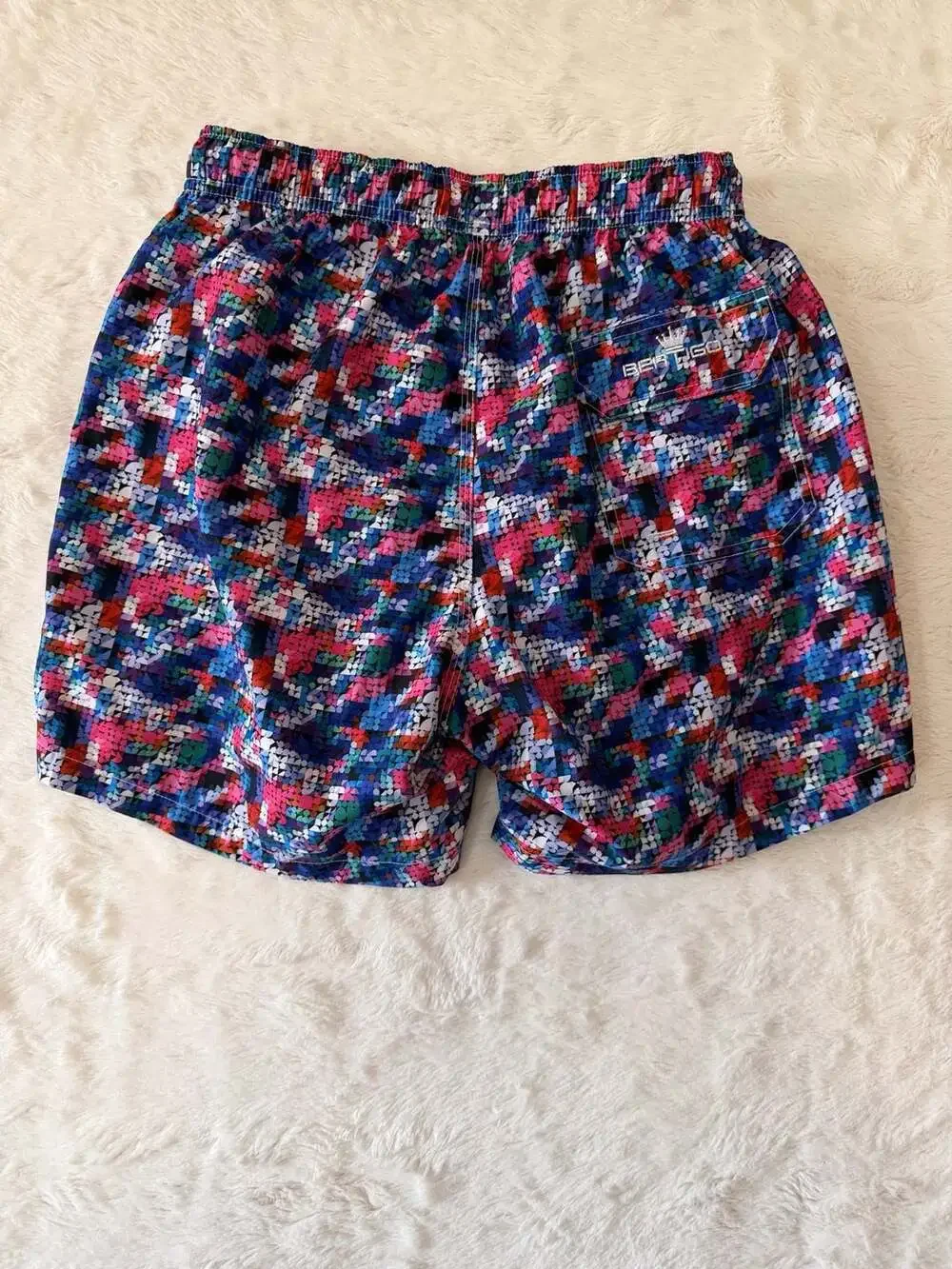 BERTIGO Men’s Large Geometric Mosaic Print Swim Trunks Mesh Lining